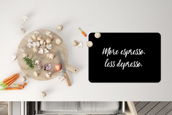 Set de table - Napperons en plastique - Citations - Café - Plus d'espresso Moins depresso - Proverbes - Espresso - 45x30 cm - 6 pièces - Résistant à la chaleur - Antidérapant - Pad - Amovible