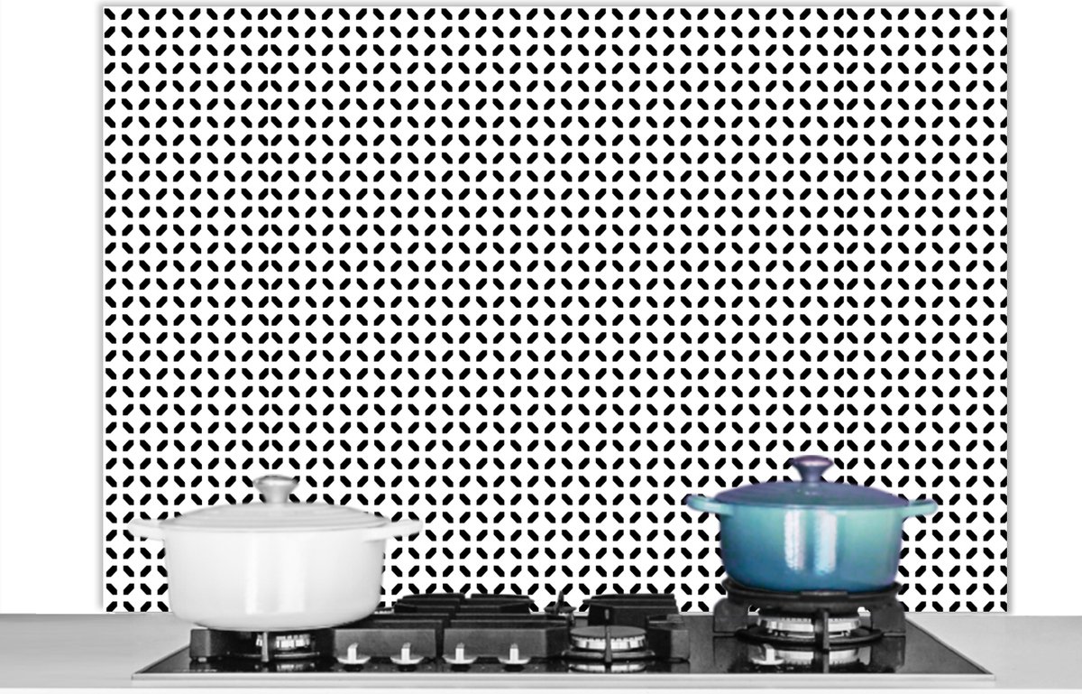Spatscherm - Achterwand keuken - Design - Patronen - Abstract - Zwart - Wit - 120x80 cm