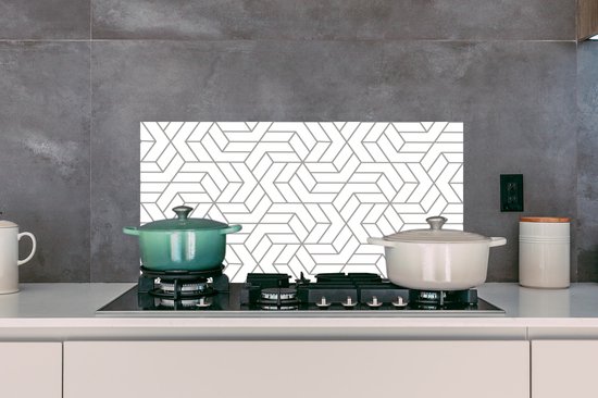 Spatscherm - Patronen - Design - Zwart - Wit - Geometrie - Spatwand - 90x45 cm