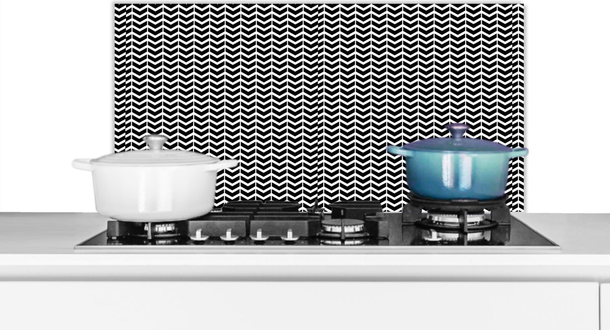 Spatscherm - Achterwand keuken - Design - Patronen - Zwart - Wit - Keuken - 80x40 cm
