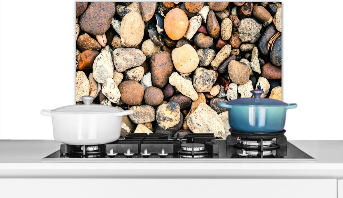 Spatscherm - Stenen - Koken - Spatwand- Grind - Natuursteen - Keuken achterwand - 70x50 cm