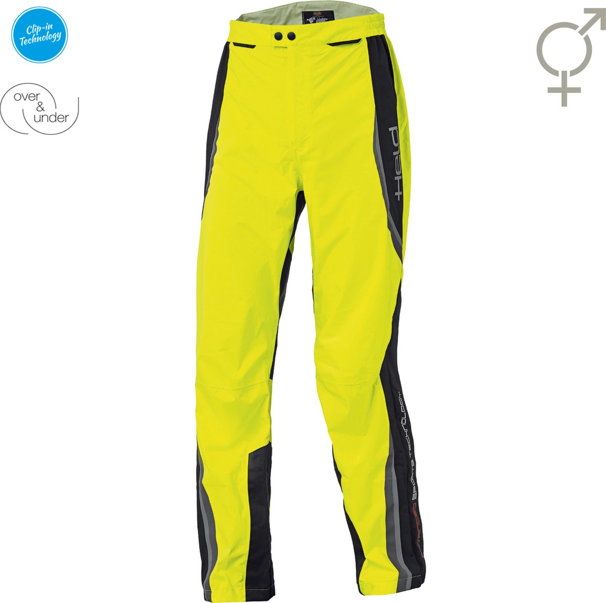 HELD RAINBLOCK BASE SPORTY Regenbroek Motor en Scooter Zwart-NeonGeel D3XL