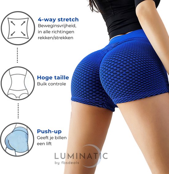 Tiktok Shorts - Shorts Dames - Sportlegging Dames - Korte Legging Dames - High Waist - Shapewear Dames - Sportbroek Dames - Luminatic® - Blauw - M van TikTok — afbeelding 5