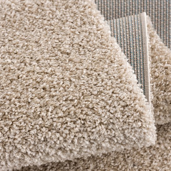 Tapis Impression Shaggy Beige à poils longs - 140x200CM