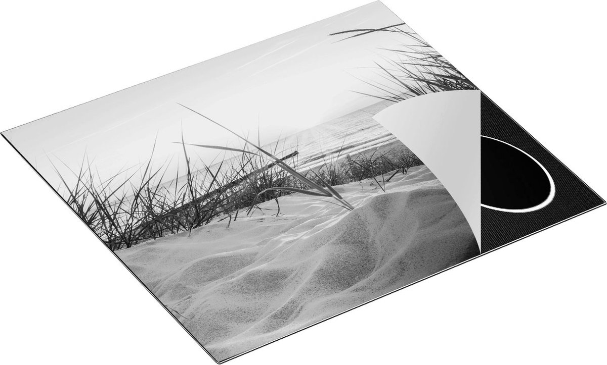Chefcare Inductie Beschermer Duinen met Strand en Zee - Zwart Wit - 58,3x51,3 cm - Afdekplaat Inductie - Kookplaat Beschermer - Inductie Mat