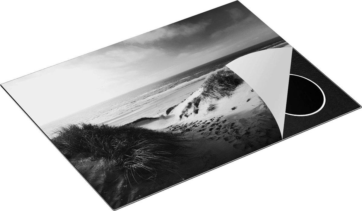 Chefcare Inductie Beschermer Strand en Duinen - Zwart Wit - 71x52 cm - Afdekplaat Inductie - Kookplaat Beschermer - Inductie Mat