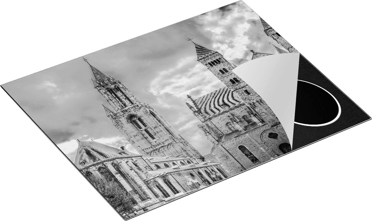 Chefcare Inductie Beschermer Basiliek van Sint Servaas in Maastricht - Zwart Wit - 65x52 cm - Afdekplaat Inductie - Kookplaat Beschermer - Inductie Mat