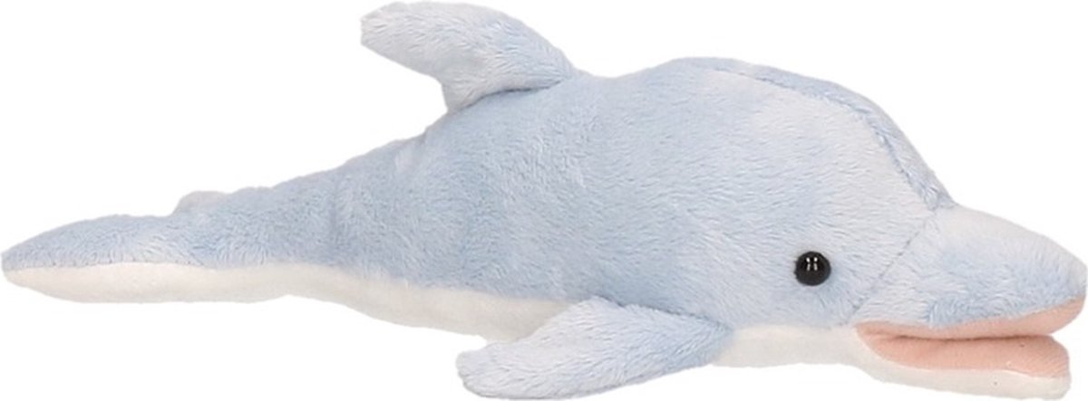 Pluche blauwgrijze dolfijn knuffel 26 cm - Dolfijnen zeedieren knuffels - Speelgoed voor kinderen