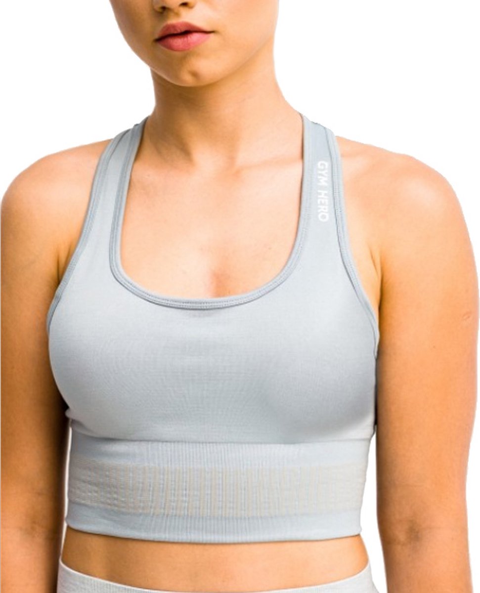GymHero Stripes Bra, Vrouwen, Grijs, Sport Beha, maat: L