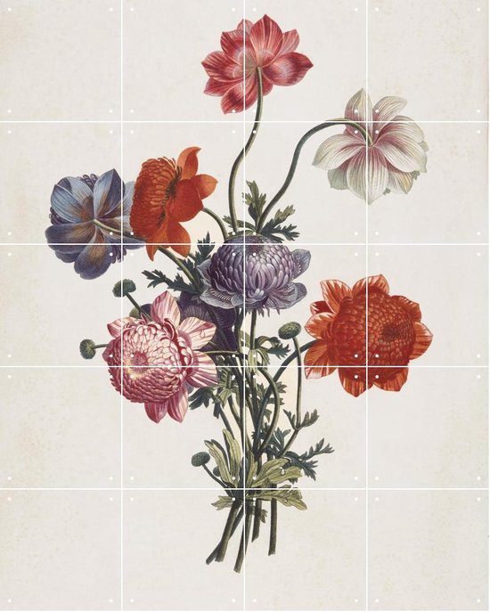 IXXI Bouquet of Anemones - Wanddecoratie - Bloemen en Planten - 80 x 100 cm