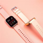 Tijdspeeltgeenrol smartwatch P04A roze - Stappenteller - Hartslagmeter - Bloeddrukmeter - Bluetooth - Waterdicht -Dames/Vrouwen - Fitness - 2022 model