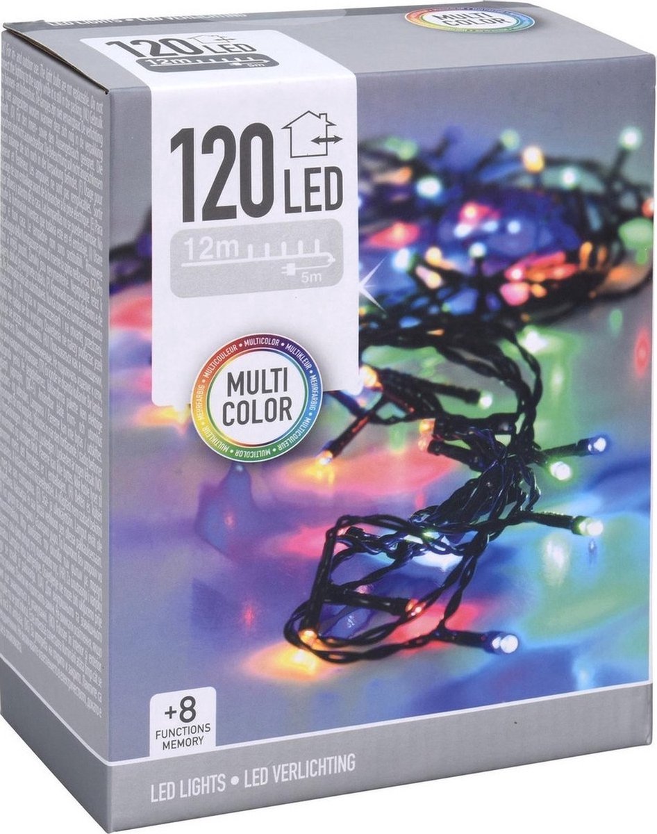 Bol.com Kerstboomverlichting - gekleurd - 120 LED lampjes - 12 m aanbieding