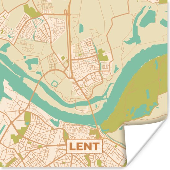 Poster Lent - Kaart - Stadskaart - Plattegrond - 30x30 cm