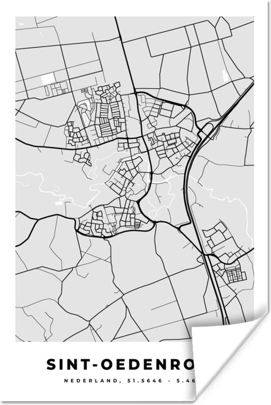 Poster Plattegrond Kaart SintOedenrode Stadskaart 20x30 cm bol