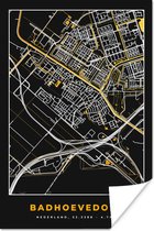Poster Kaart - Stadskaart - Badhoevedorp - Black & gold - Plattegrond - 20x30 cm
