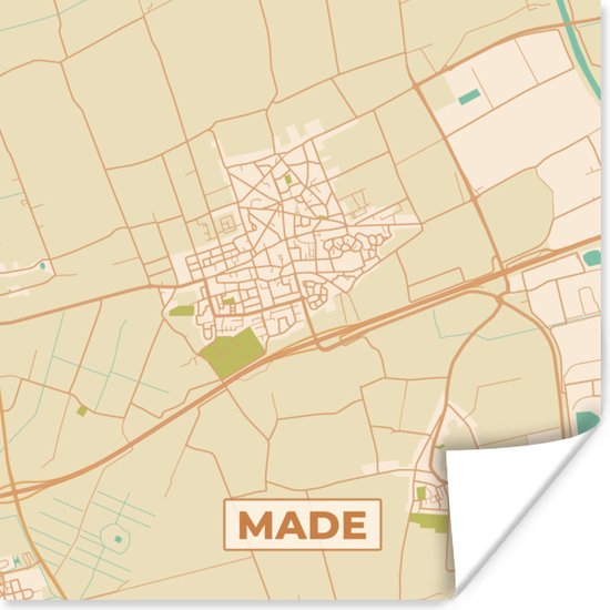 Affiche Map - Map - Vintage - Made - City Map - 100x100 cm XXL