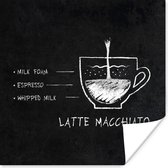 Poster Vintage - Quotes - Latte Macchiato - Koffie - Tekst - 100x100 cm XXL