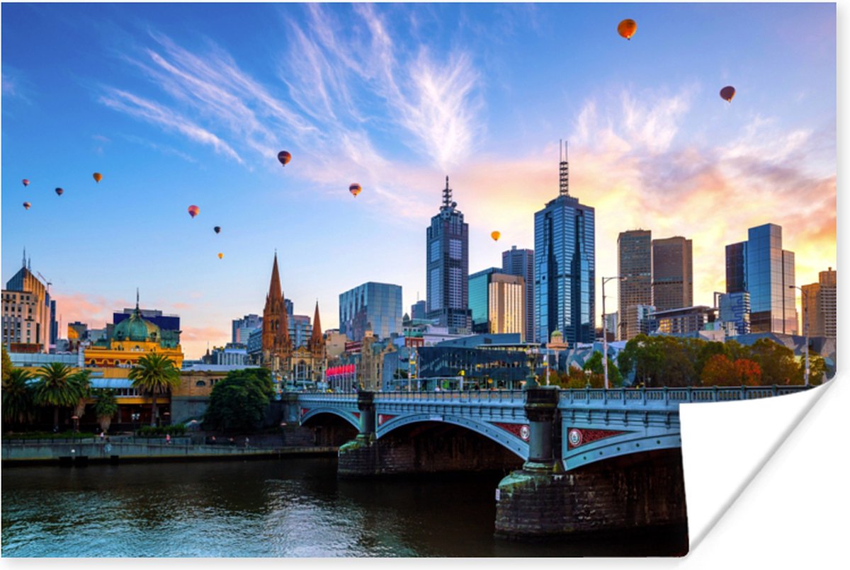 Poster Skyline - Luchtballon - Stad - 60x40 cm