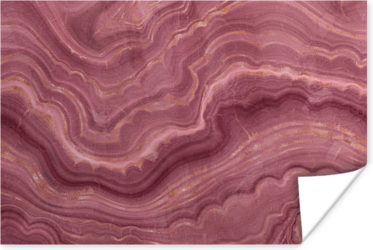 Poster Roze - Geode - Stenen - Agaat - 60x40 cm