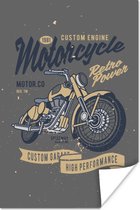 Poster Mancave - Motor - Retro - Illustratie - 20x30 cm - Vaderdag cadeau - Geschenk - Cadeautje voor hem - Tip - Mannen