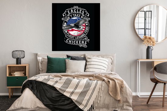 Poster Vogel - Drapeau - Amérique - Rétro - 100x100 cm XXL - Cadeau Vaderdag - Cadeau - Cadeau pour lui - Astuce - Homme