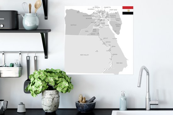 Illustration de l'Egypte sur une affiche carte grise 50x50 cm - Tirage photo sur Poster (décoration murale salon / chambre) / Affiche Afrique