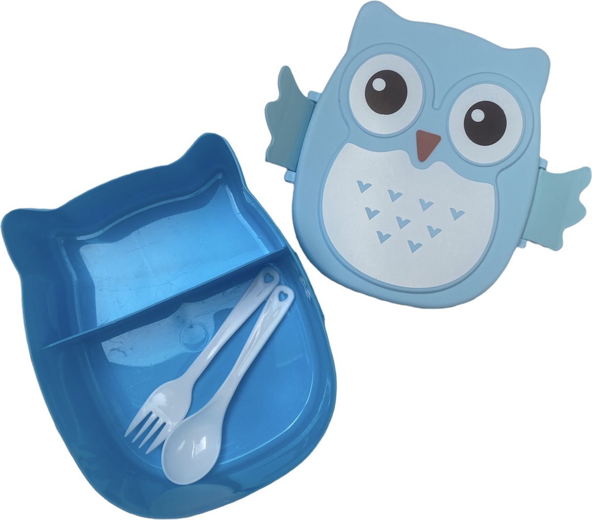 Kinder bakje - blauw - lunchbox kinderen - broodtrommel - uil - brooddoos