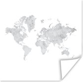 Muurdecoratie - Wereldkaart - Marmer - Grijs - 50x50 cm - Poster