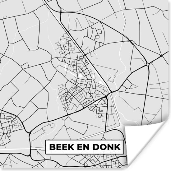 Poster Plattegrond - Beek en Donk - Kaart - Stadskaart - 50x50 cm