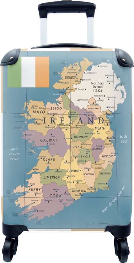 Koffer - Minimalistische kaart van Ierland - 35x55x20 cm - Handbagage - Trolley - Fotokoffer
