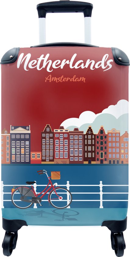 Koffer - tekening van Amsterdam in Nederland - Past binnen 55x40x20 cm en  55x35x25 cm... | bol.
