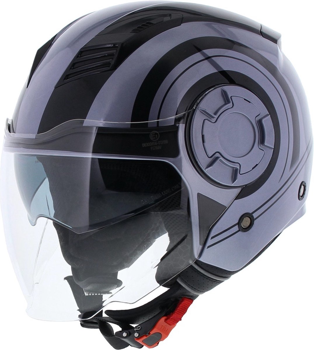 Vito Isola jethelm glans grijs zwart XL - Scooterhelm & Motorhelm