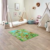 Carpet Studio Hiking Speelkleed - Speelmat 95x133cm - Vloerkleed Kinderkamer - Anti-slip Speeltapijt - Verkeerskleed - Groen