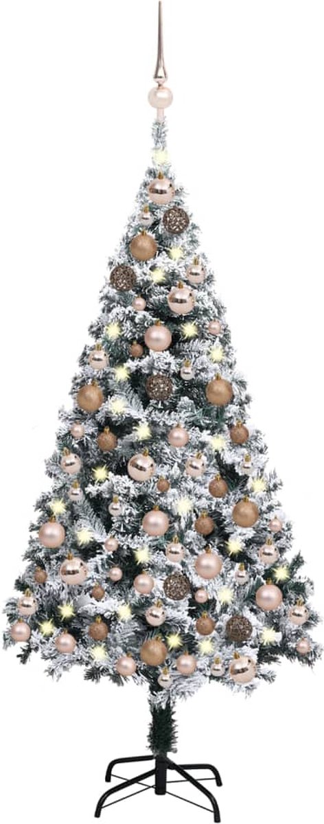 VidaLife Kunstkerstboom met LED's en kerstballen 150 cm PVC groen