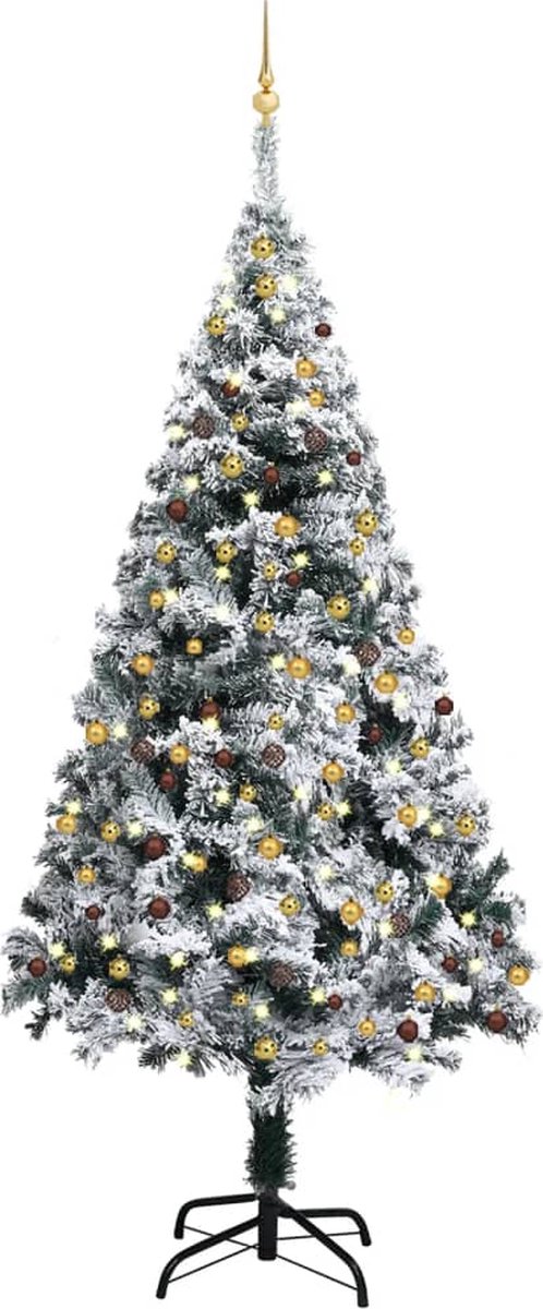 VidaLife Kunstkerstboom met LED's en kerstballen 240 cm PVC groen