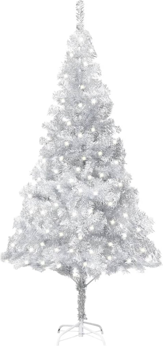 VidaLife Kunstkerstboom met LED's en standaard 240 cm PET zilverkleurig