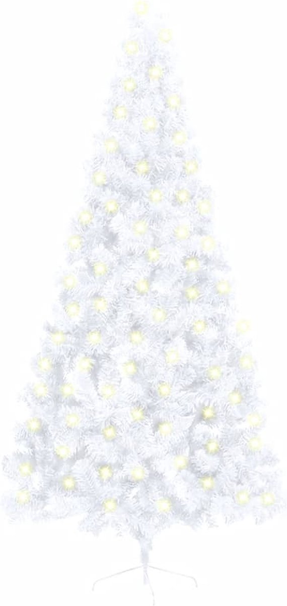 VidaLife Kunstkerstboom met LED's en standaard half 210 cm PVC wit