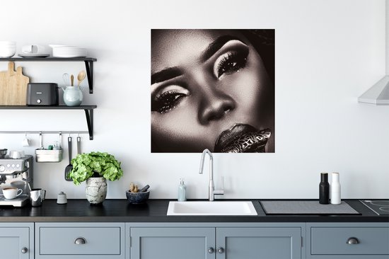 Poster Femme - Wimpers - Zwart - Wit - 75x75 cm