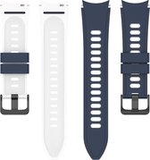 Siliconen bandje - geschikt voor Samsung Galaxy Watch 6 / Watch 6 Classic / Watch 5 / Watch 5 Pro / Watch 4 / Watch 4 Classic - donkerblauw-wit