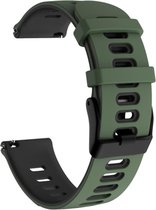 Bracelet en Siliconen bicolore (vert armée-noir), adapté pour Garmin Venu, Vivomove, Vivomove 3, Vivomove Style, Forerunner 245 & Forerunner 645