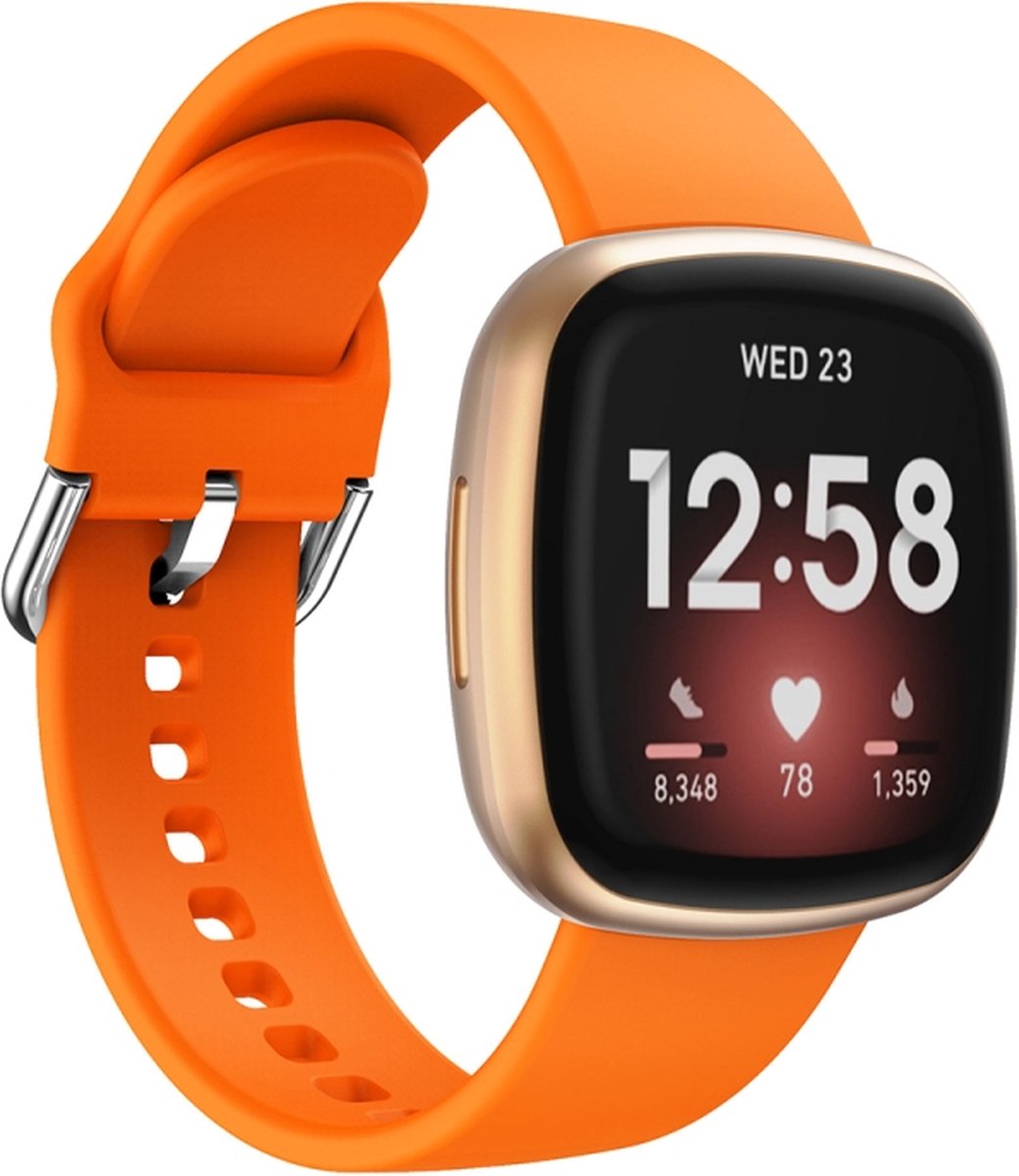Siliconen bandje - geschikt voor Fitbit Versa 3 / Versa 4 / Sense / Sense 2 - oranje