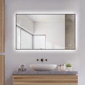 Sunlight - Miroir de salle de bain - Rectangle - 100x60 cm - Zwart - Miroir chauffant - Siècle des Lumières LED - Dimmable - Capteur tactile - Industriel