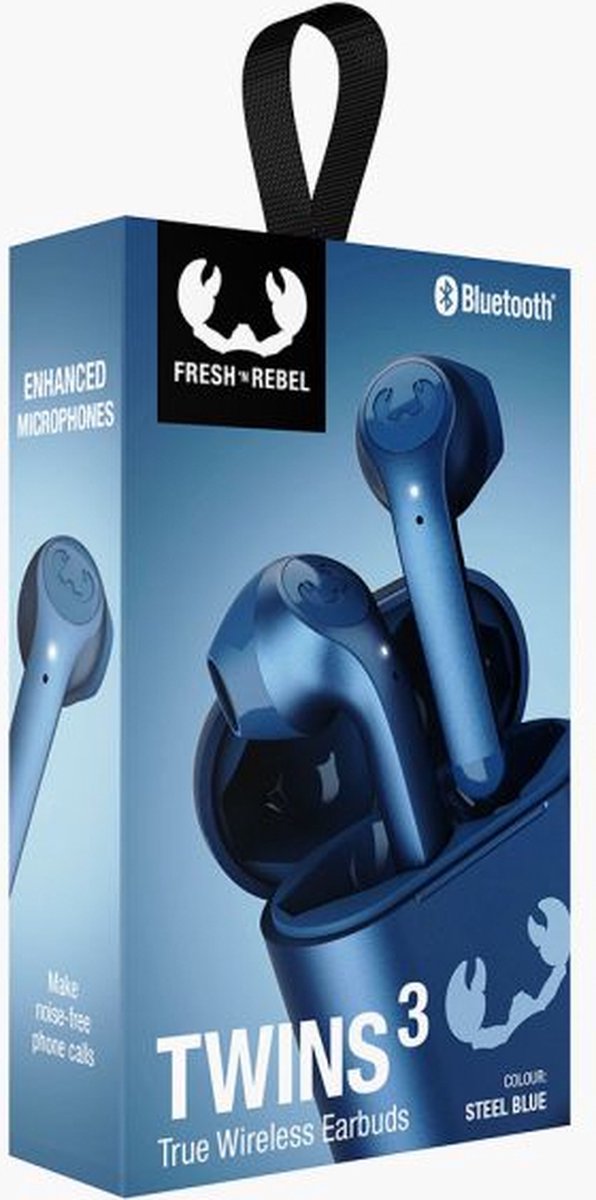 Fresh \'n Rebel Twins Steel - Wireless draadloos - 3 earbuds Blauw bol Blue | True 