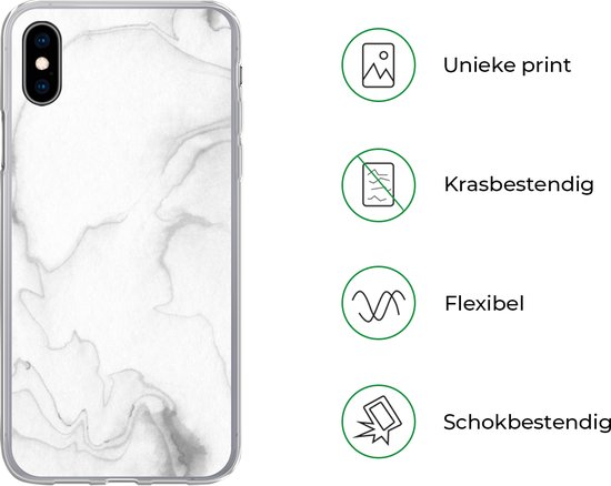 Coque pour iPhone Xs - Imprimé Marbre - Wit - Line - Coque en Siliconen téléphone -