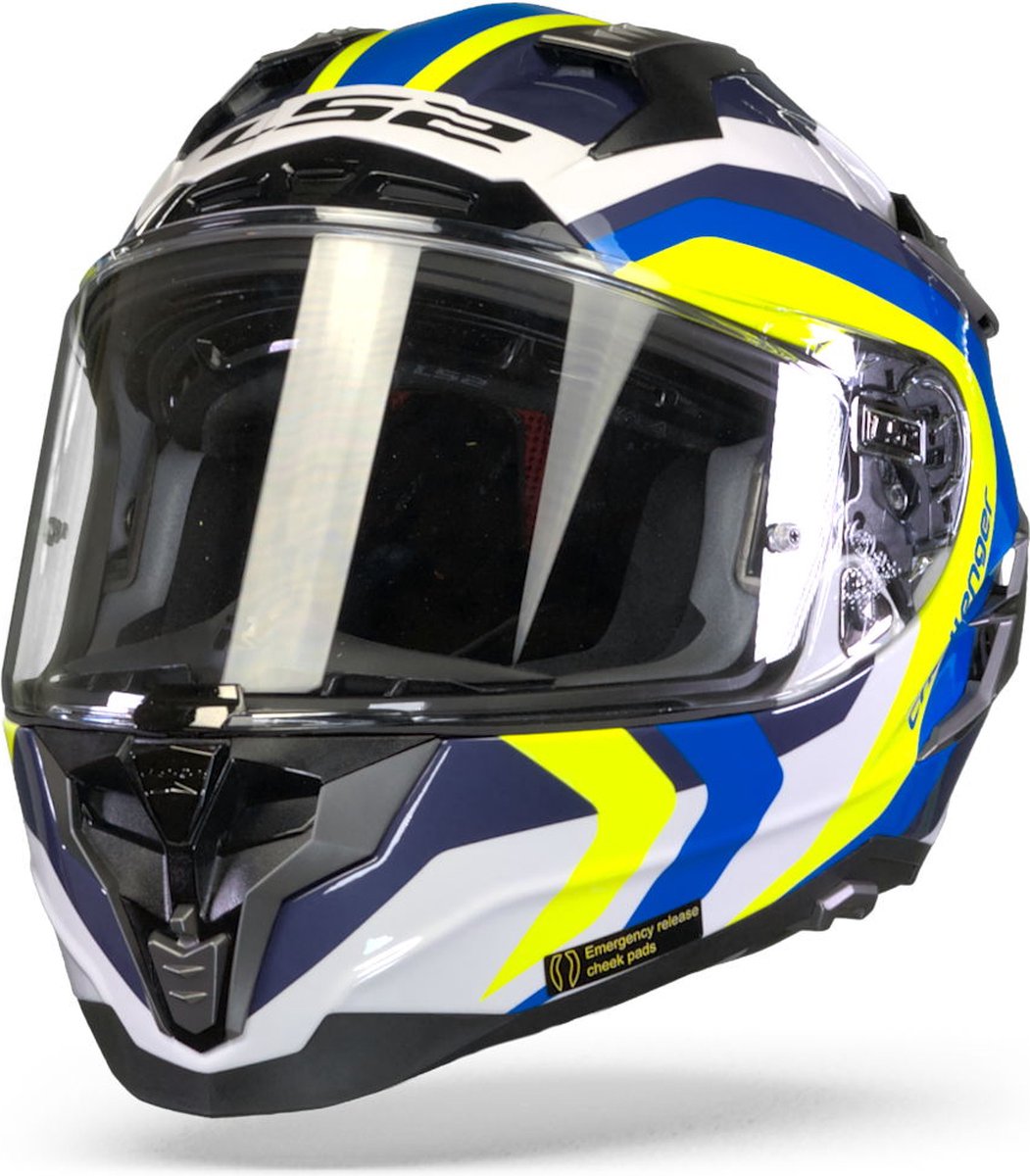 LS2 FF327 Challenger Galactic Gloss White Yellow Blue Full Face Helmet M - Maat M - Helm