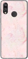 Geschikt voor Huawei P20 Lite (2020) hoesje - Marmer print - Roze - Glitter - Goud - Patronen - Siliconen Telefoonhoesje