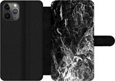Bookcase Geschikt voor iPhone 11 Pro telefoonhoesje - Marmer print - Steen - Luxe - Met vakjes - Wallet case met magneetsluiting