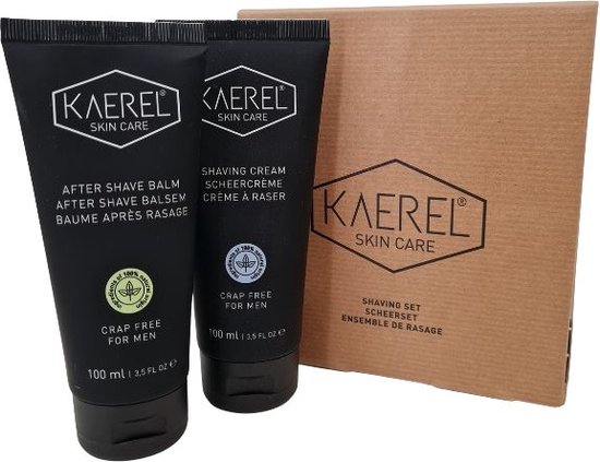 Kaerel Scheerset Scheercrème After Shave Balsem Crap free Vegan Cadeau voor hem bol