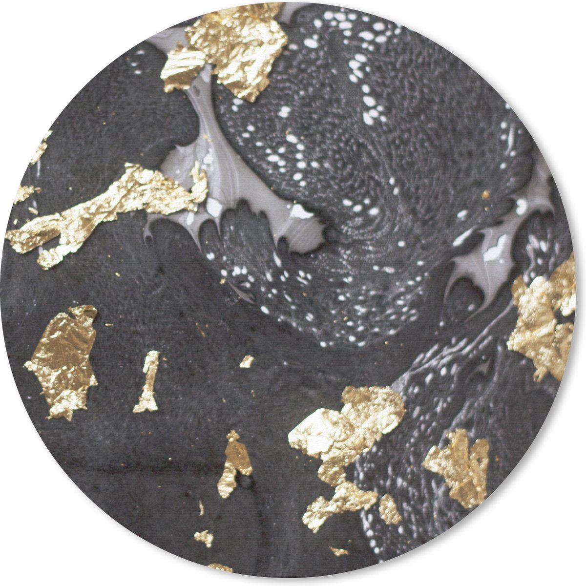 Muismat rond 30x30 cm - Mousepad Marmer - Goud - Wit - Zwart - Ronde muismatten