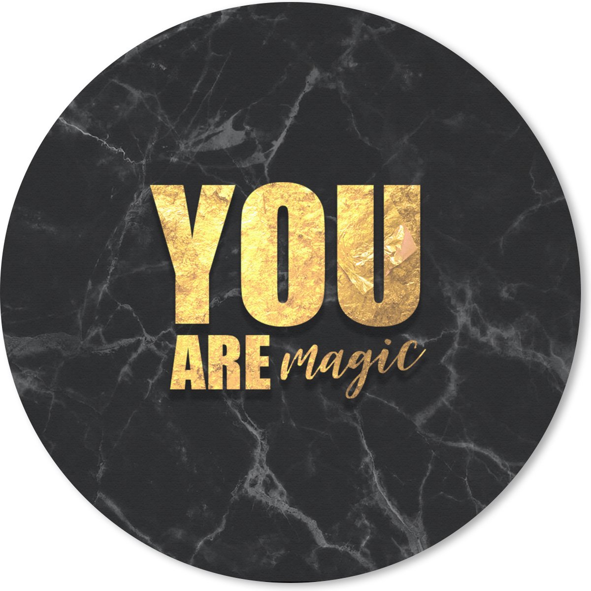 Muismat rond 40x40 cm - Mousepad Quotes - Magic - Gold - Marmer print - Ronde muismatten